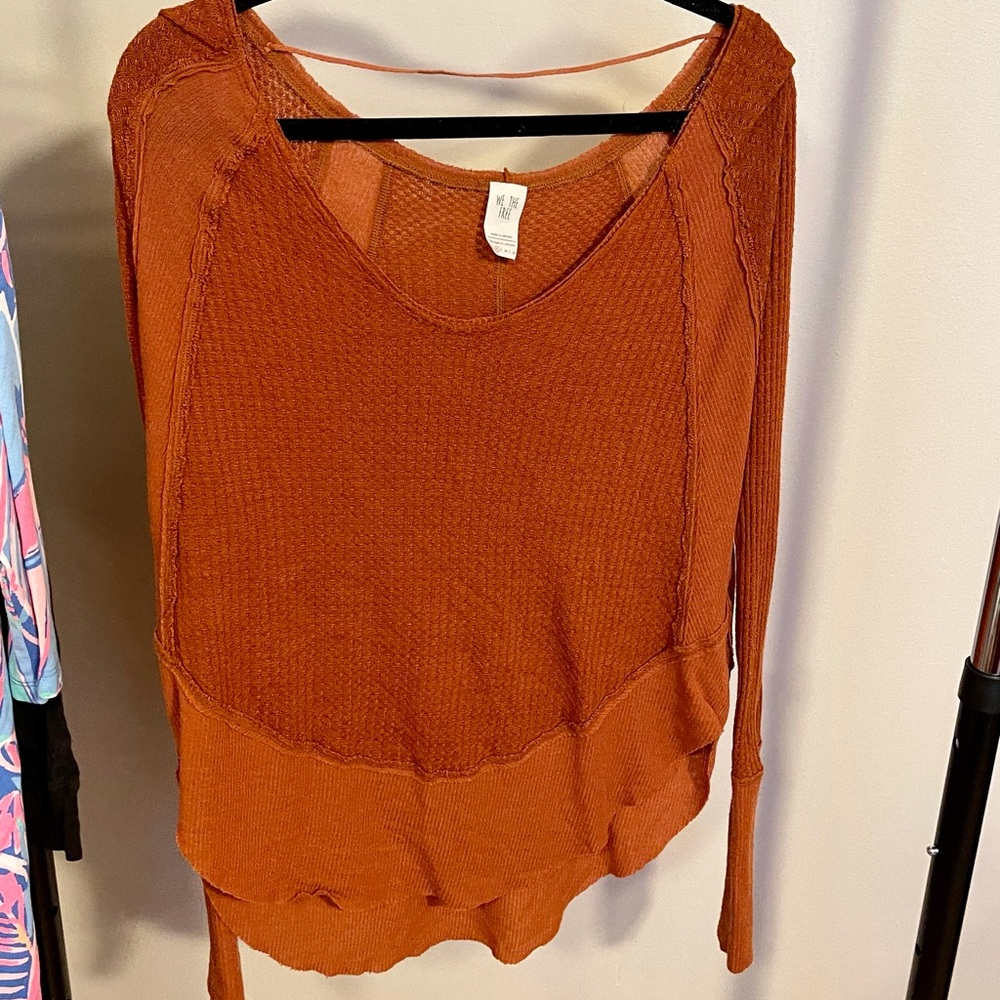 FREE PEOPLE we the free long sleeve waffle top -XS